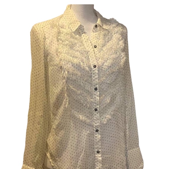 Free People Tops - Free People Black & White Dot Button Up Blouse
